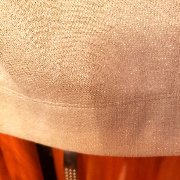 Off the shoulder, cream with gold metallic thread sweater. - Picture 2 of 7